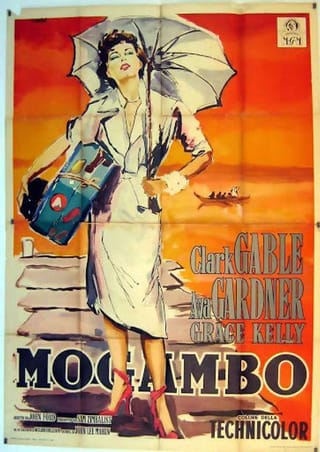 A poster for Mogambo, starring Clark Gable, Grace Kelly and Ava Gardner