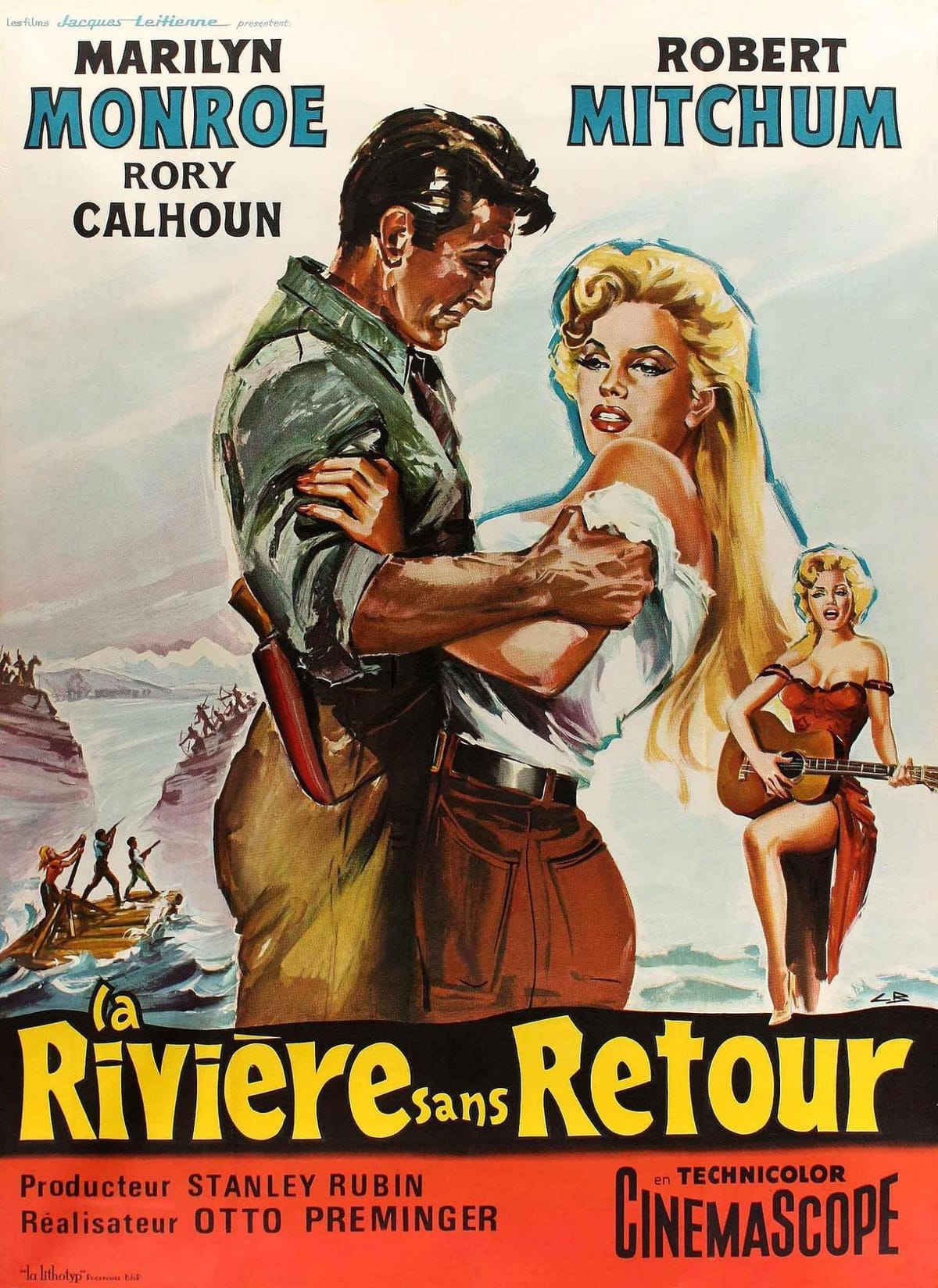 A poster for River of No Return, starring Marilyn Monroe and Robert Mitchum