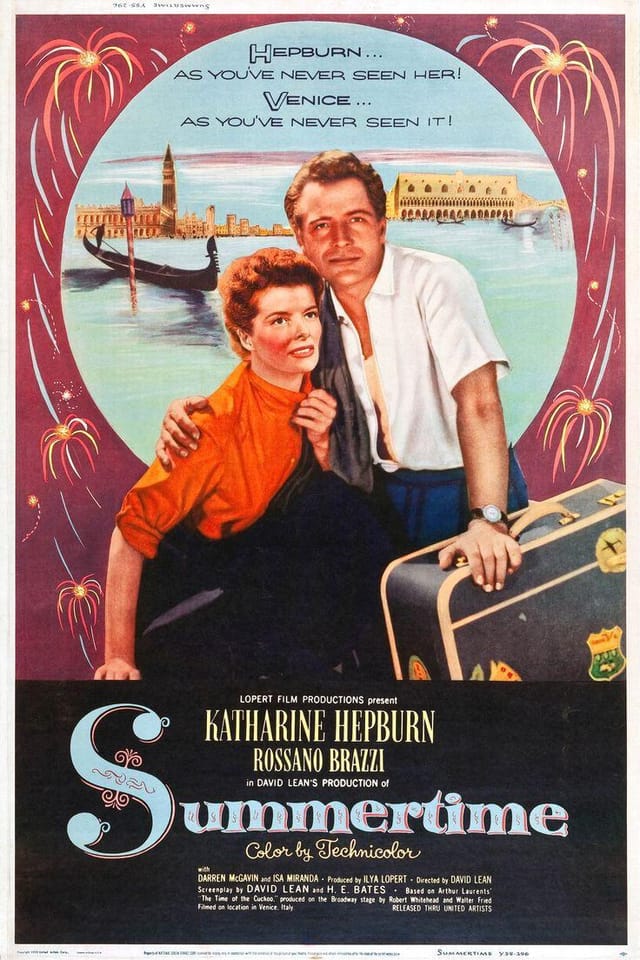 A poster for Summertime, starring Katharine Hepburn, set in Venice