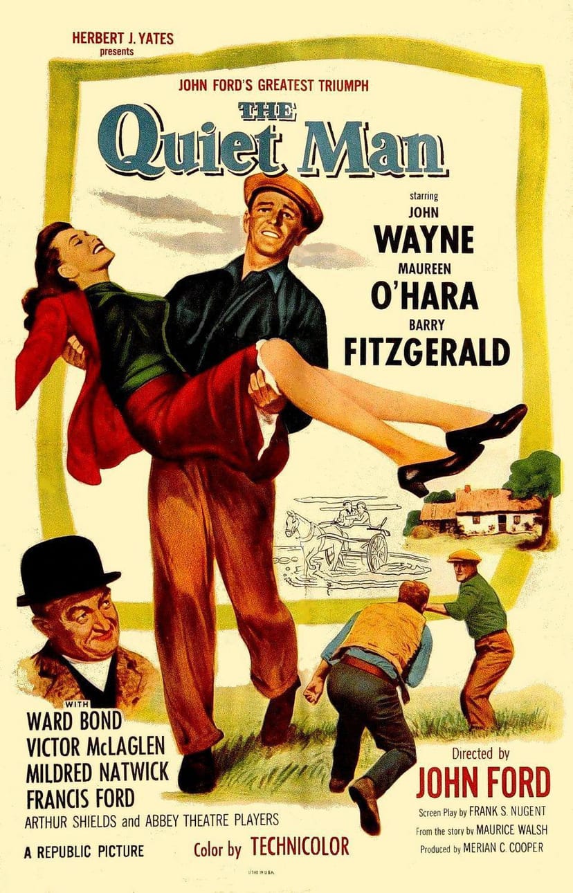 A poster for John Ford's The Quiet Man, starring John Wayne