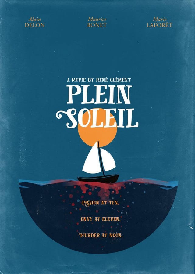 A poster for Plein Soleil, starring Alain Delon