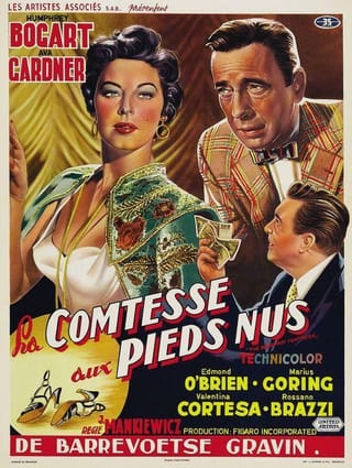 A poster for The Barefoot Contessa, starring Humphrey Bogart and Ava Gardner