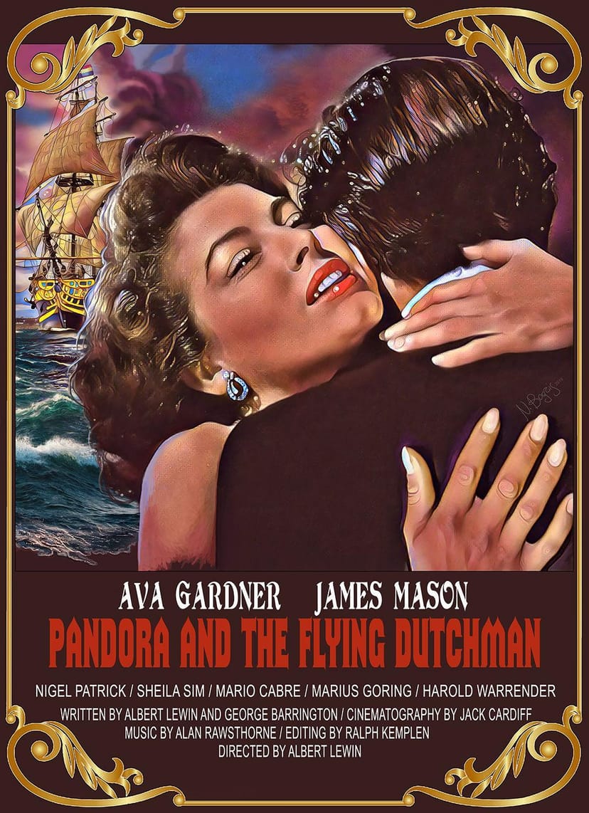 A poster for Pandora and the Flying Dutchman, starring Ava Gardner