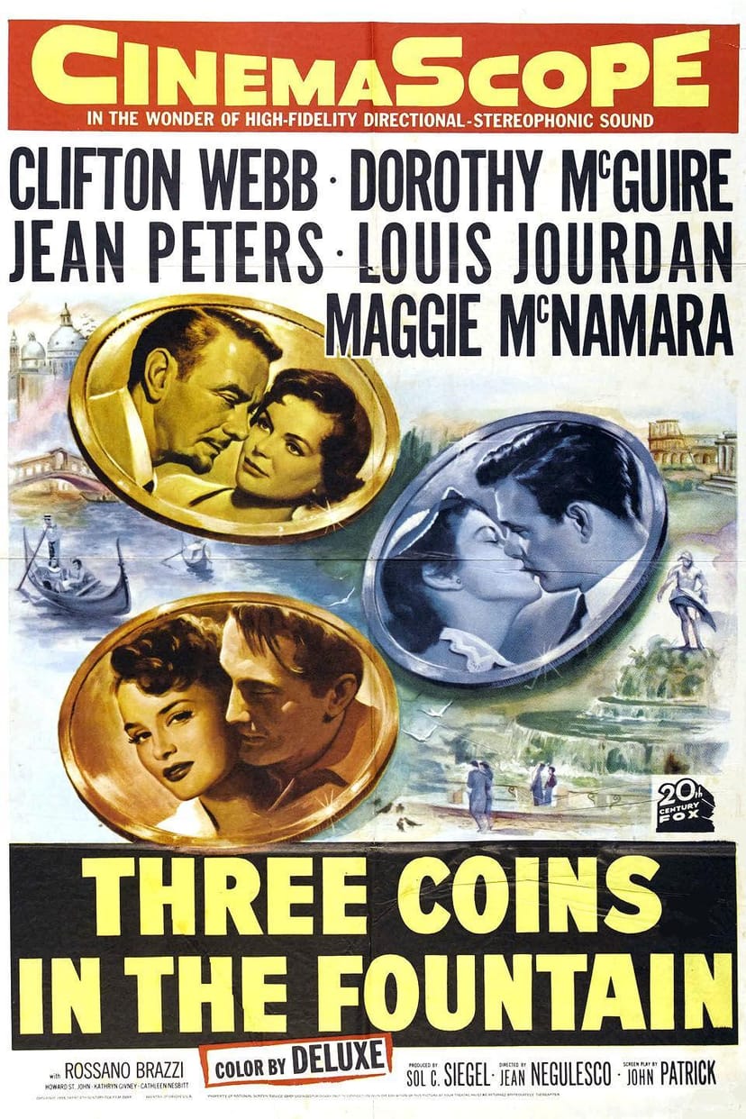 A poster for Three Coins in the Fountain, set in Rome