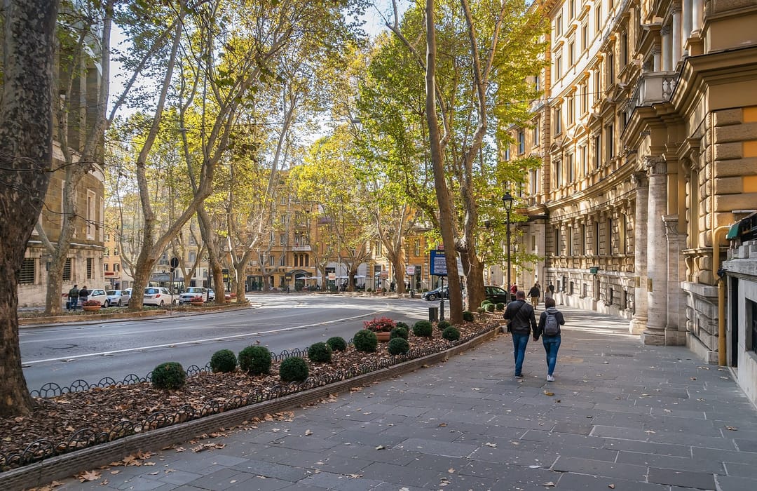 The Via Vittorio Veneto in Rome, the curving boulevard of the dolce vita era