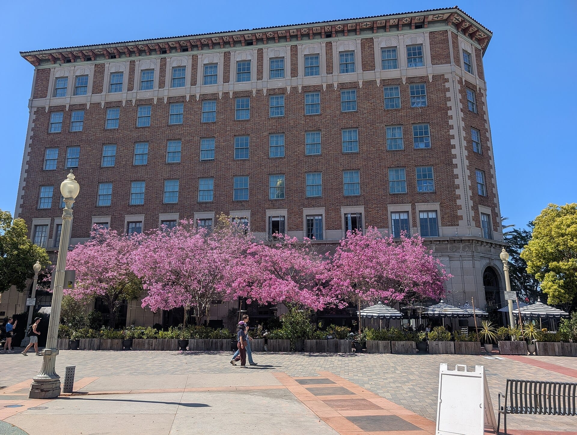 The flatiron exterior of the historic Culver Hotel in downtown Culver City