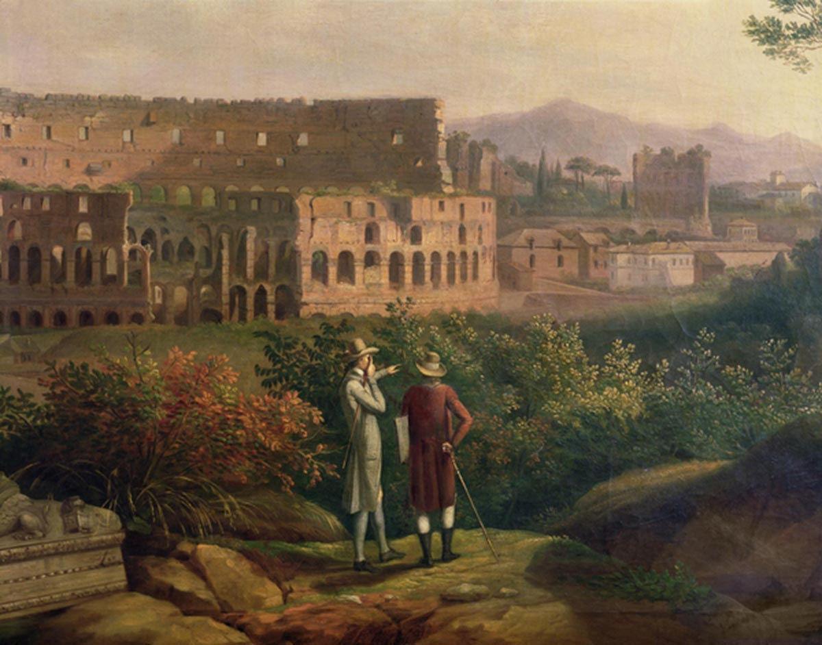 Goethe at the Colosseum in Rome, painted by Jacob Philipp Hackert