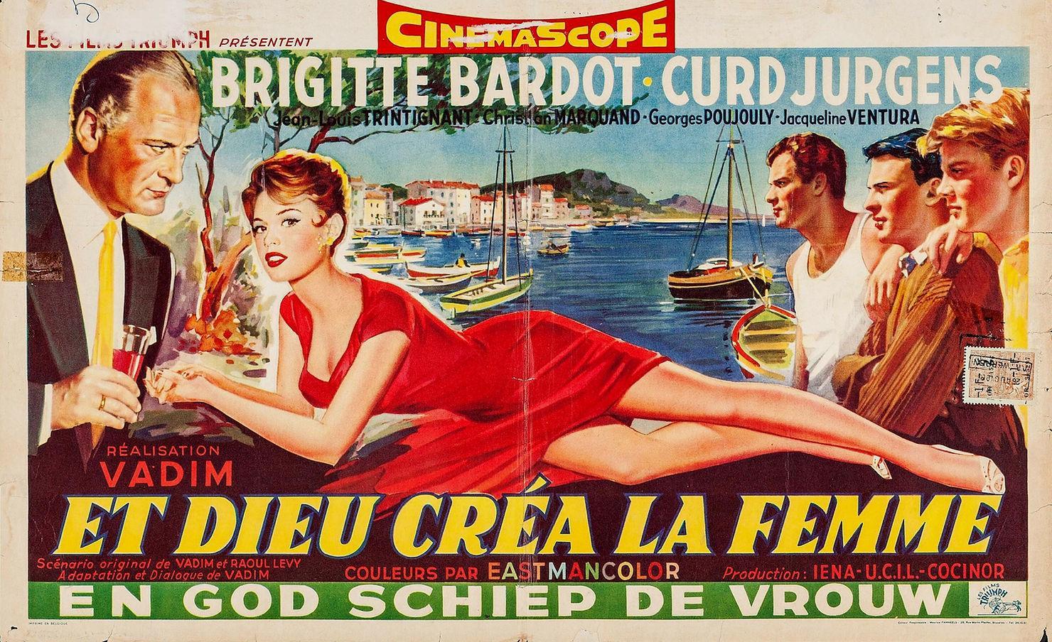 A vintage French poster for And God Created Woman, showcasing St Tropez
