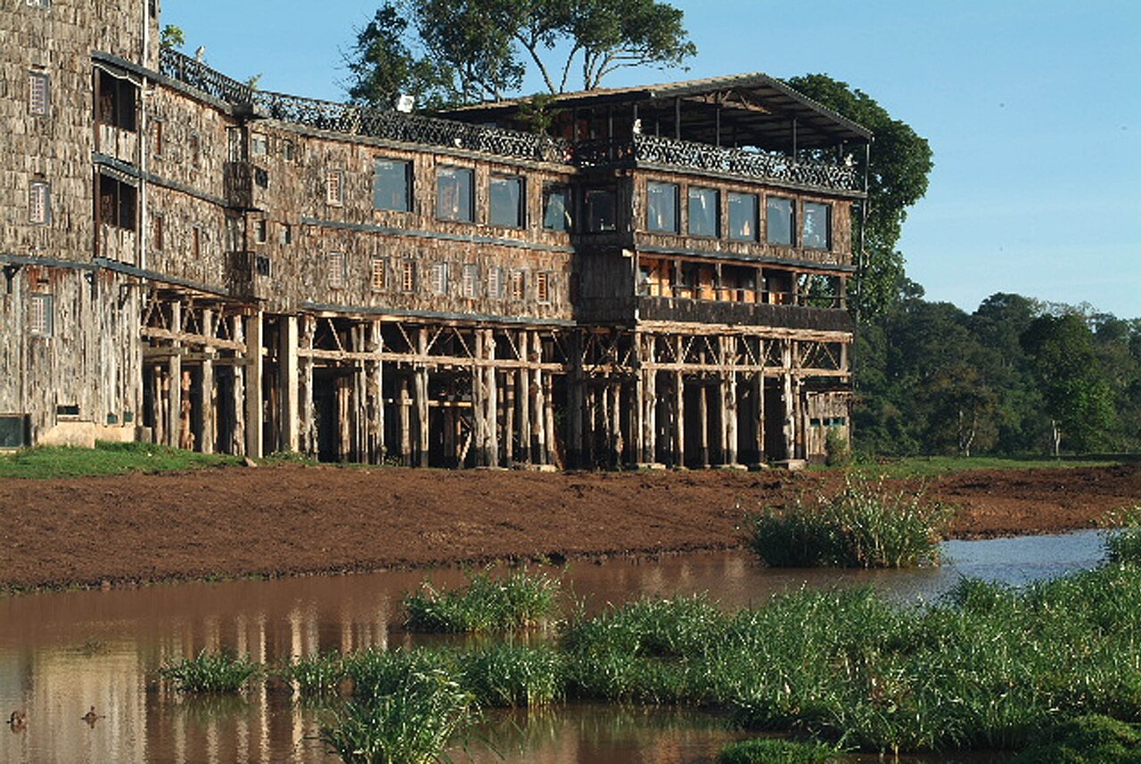 Treetops lodge raised among the trees of Kenya's Aberdare forest