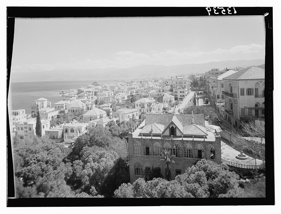 View of the Beirut coastline from the American College, 1940s