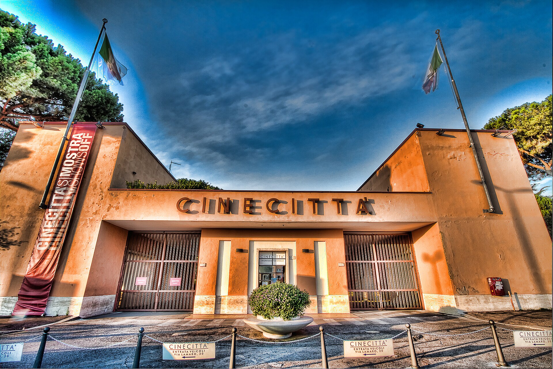 The entrance to Cinecittà Studios, Rome